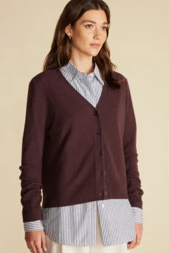 Amour Vert Mason Cashmere Cardigan PurpleFig New