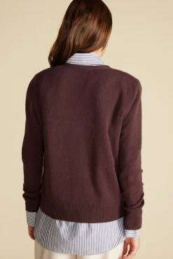 Amour Vert Mason Cashmere Cardigan PurpleFig New