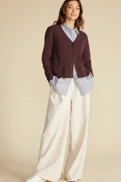 Amour Vert Mason Cashmere Cardigan PurpleFig New