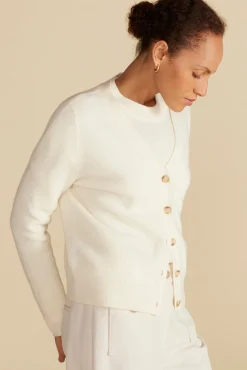 Amour Vert Mason Cashmere Cardigan Ivory Fashion