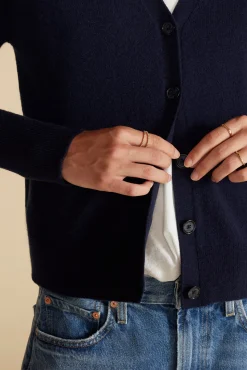 Amour Vert Mason Cashmere Cardigan NavyBlue Sale