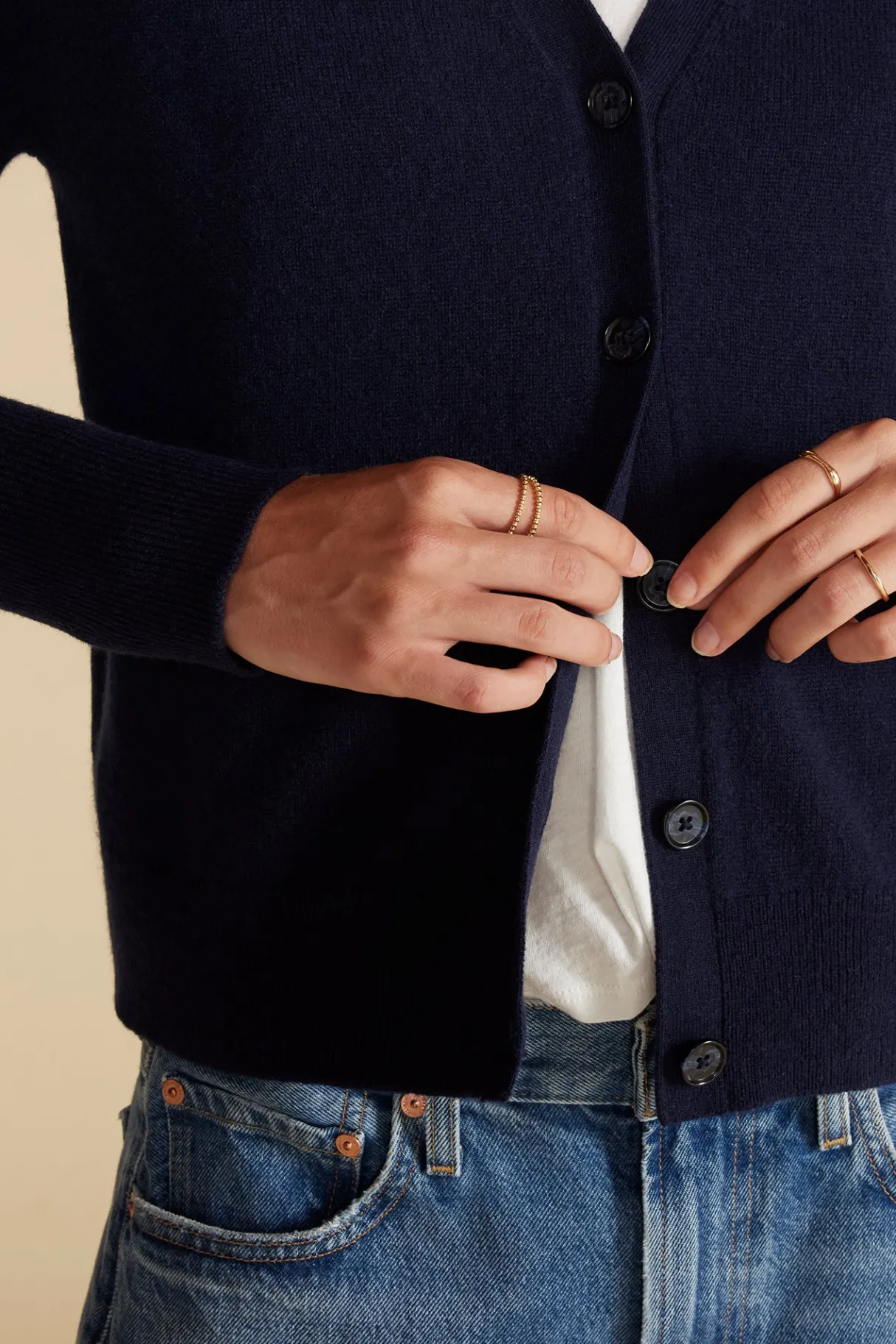 Amour Vert Mason Cashmere Cardigan NavyBlue Sale