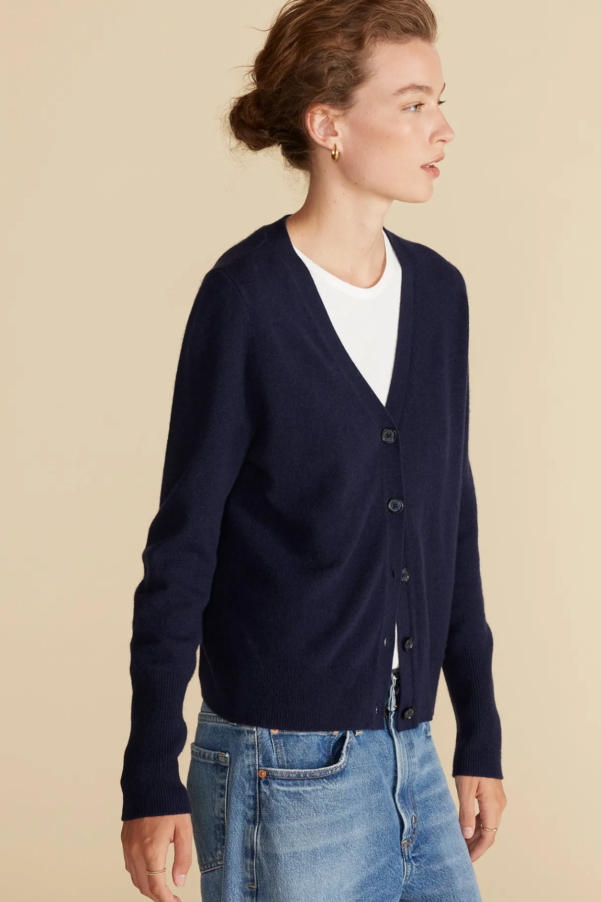 Amour Vert Mason Cashmere Cardigan NavyBlue Sale
