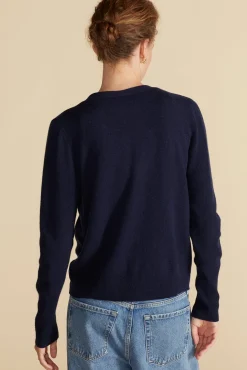 Amour Vert Mason Cashmere Cardigan NavyBlue Sale