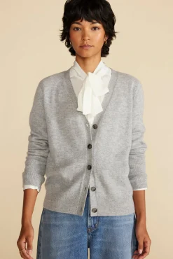 Amour Vert Mason Cashmere Cardigan HeatherGrey Sale