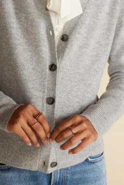 Amour Vert Mason Cashmere Cardigan HeatherGrey Sale