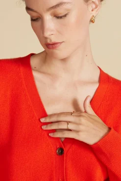 Amour Vert Mason Cashmere Cardigan ClementineOrange Discount