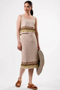 Amour Vert Meli Crochet Skirt EcruMultiStripe Clearance