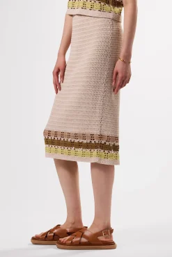Amour Vert Meli Crochet Skirt EcruMultiStripe Clearance