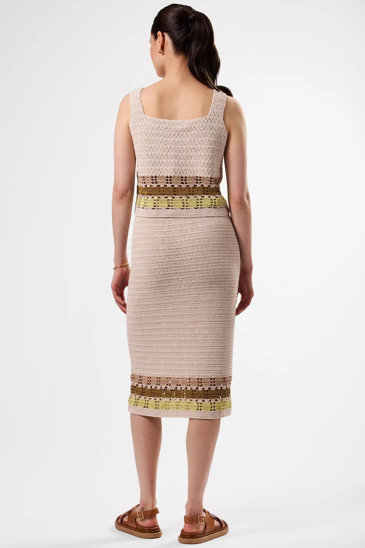 Amour Vert Meli Crochet Skirt EcruMultiStripe Clearance