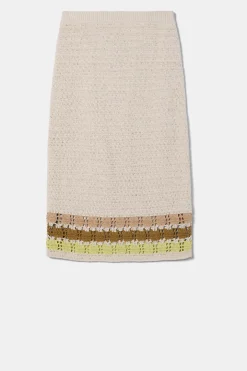 Amour Vert Meli Crochet Skirt EcruMultiStripe Clearance