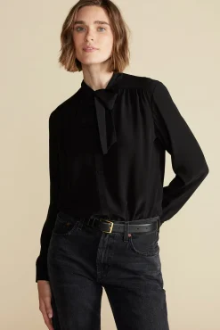 Amour Vert Milla Washable Silk Bow Blouse Black Best
