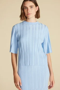 Amour Vert Mirabelle Novelty Top SkyBlue Fashion
