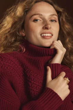 Amour Vert Monet Cotton Merino Sweater Burgundy Online