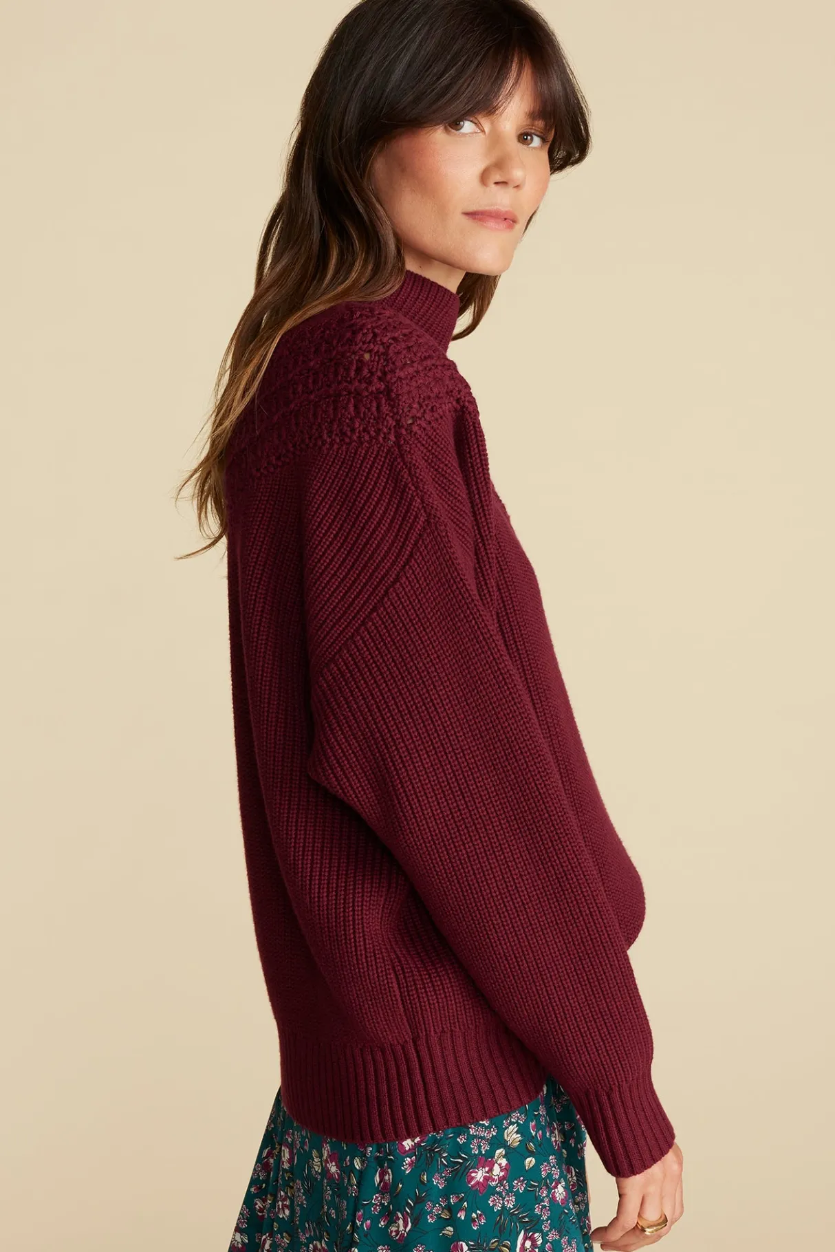 Amour Vert Monet Cotton Merino Sweater Burgundy Online