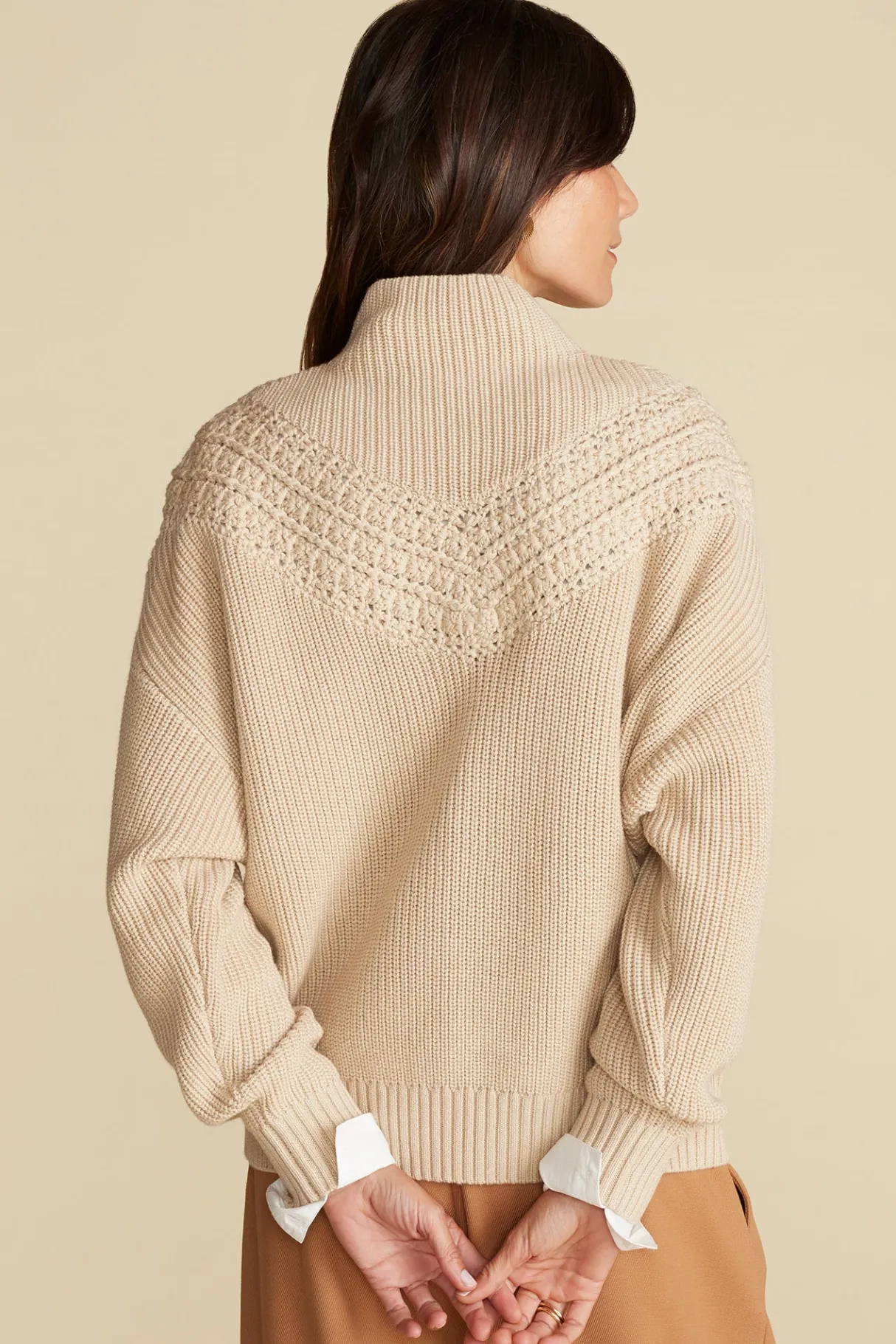 Amour Vert Monet Cotton Merino Sweater DoeBeige New