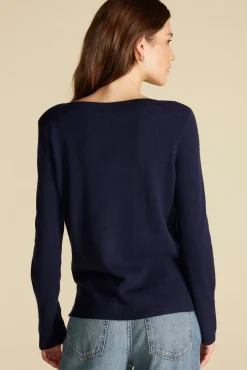 Amour Vert Nadia Cashmere Sweater NavyBlue Online