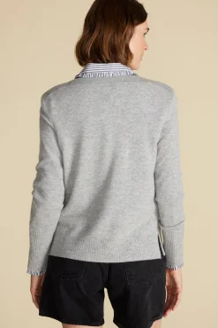 Amour Vert Nadia Cashmere Sweater HeatherGrey Clearance