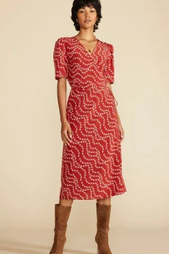 Amour Vert Nicolette Washable Silk Dress RustVannesFloralPrint Outlet