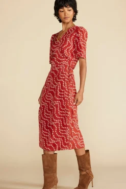 Amour Vert Nicolette Washable Silk Dress RustVannesFloralPrint Outlet
