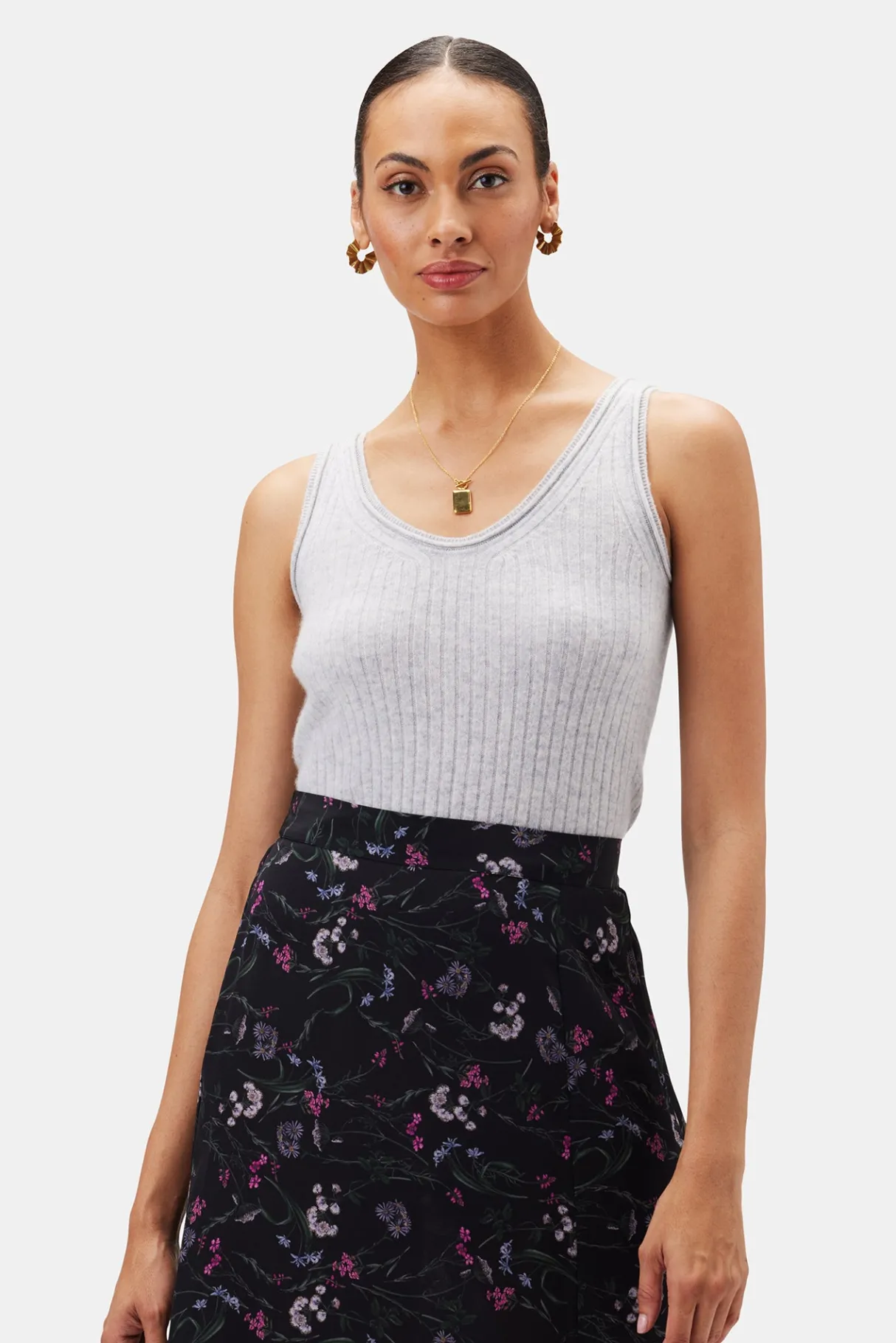 Amour Vert Nora Cashmere Tank HeatherGrey Outlet