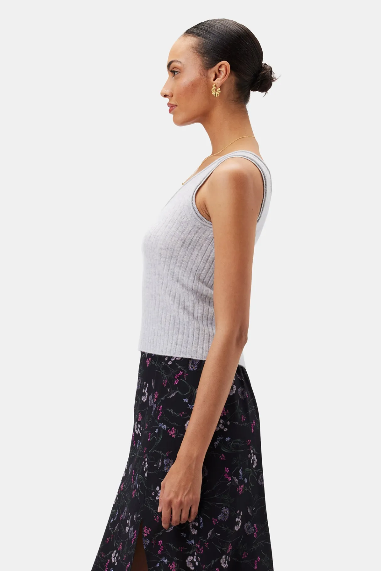 Amour Vert Nora Cashmere Tank HeatherGrey Outlet