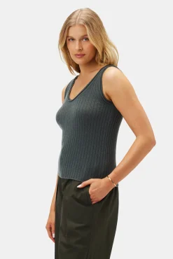 Amour Vert Nora Cashmere Tank OliveGreen Online