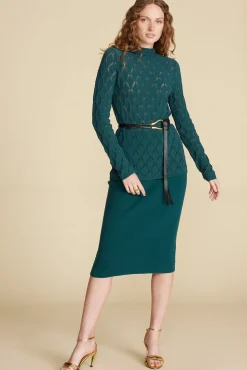 Amour Vert Olympe Knit Pencil Skirt ForestGreen Fashion