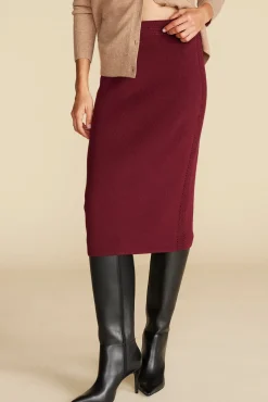 Amour Vert Olympe Knit Pencil Skirt Burgundy Fashion