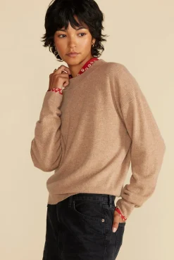 Amour Vert Pearl Cashmere Sweater CafeAuLait Fashion