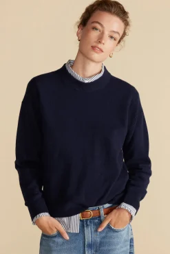 Amour Vert Pearl Cashmere Sweater NavyBlue Fashion