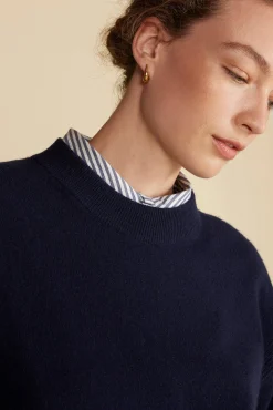 Amour Vert Pearl Cashmere Sweater NavyBlue Fashion