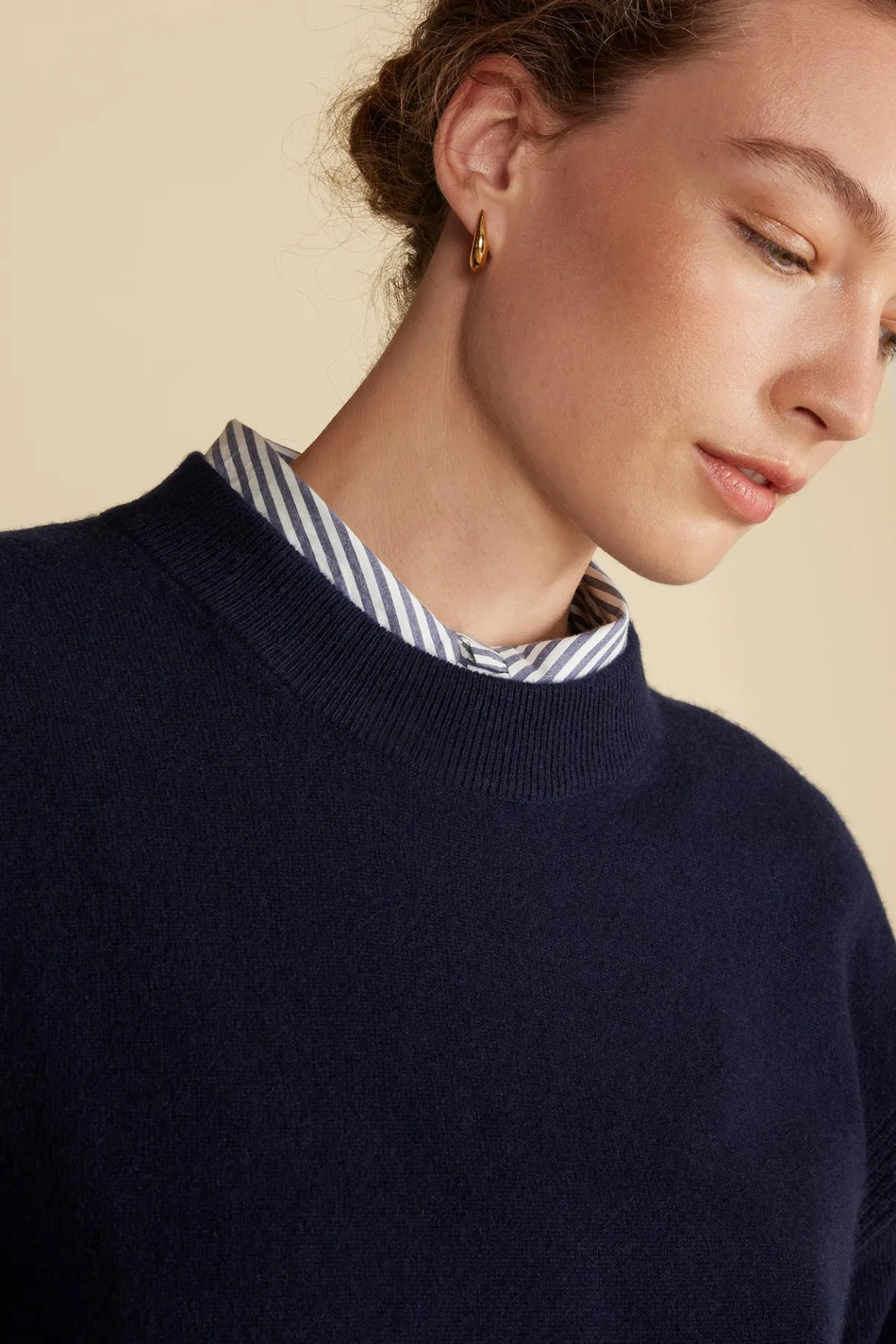 Amour Vert Pearl Cashmere Sweater NavyBlue Fashion