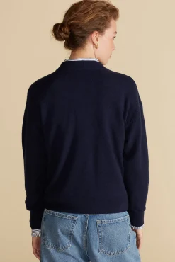 Amour Vert Pearl Cashmere Sweater NavyBlue Fashion