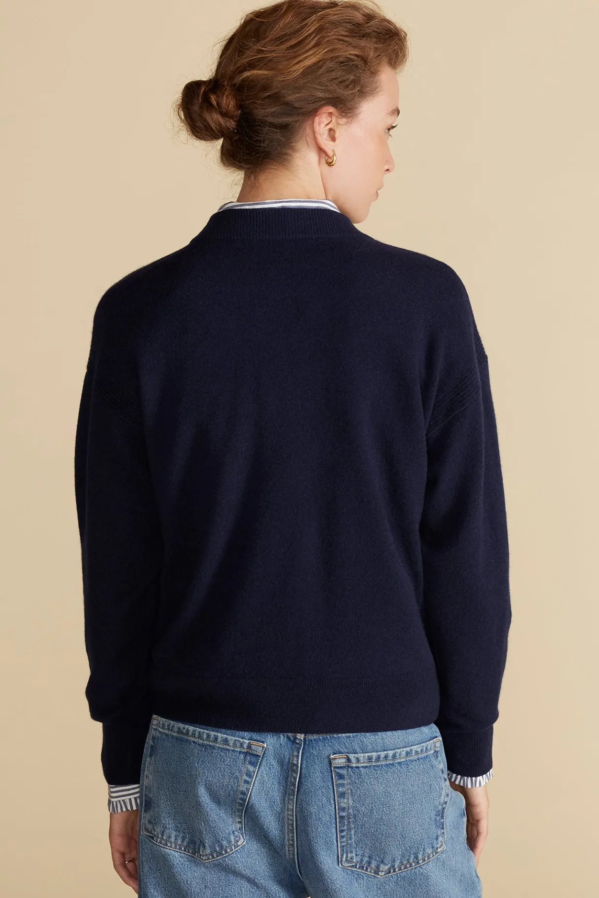 Amour Vert Pearl Cashmere Sweater NavyBlue Fashion