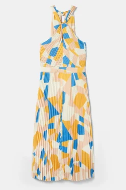 Amour Vert Pleat Recycled Sateen Dress SoniaIndigoBlueMulti New
