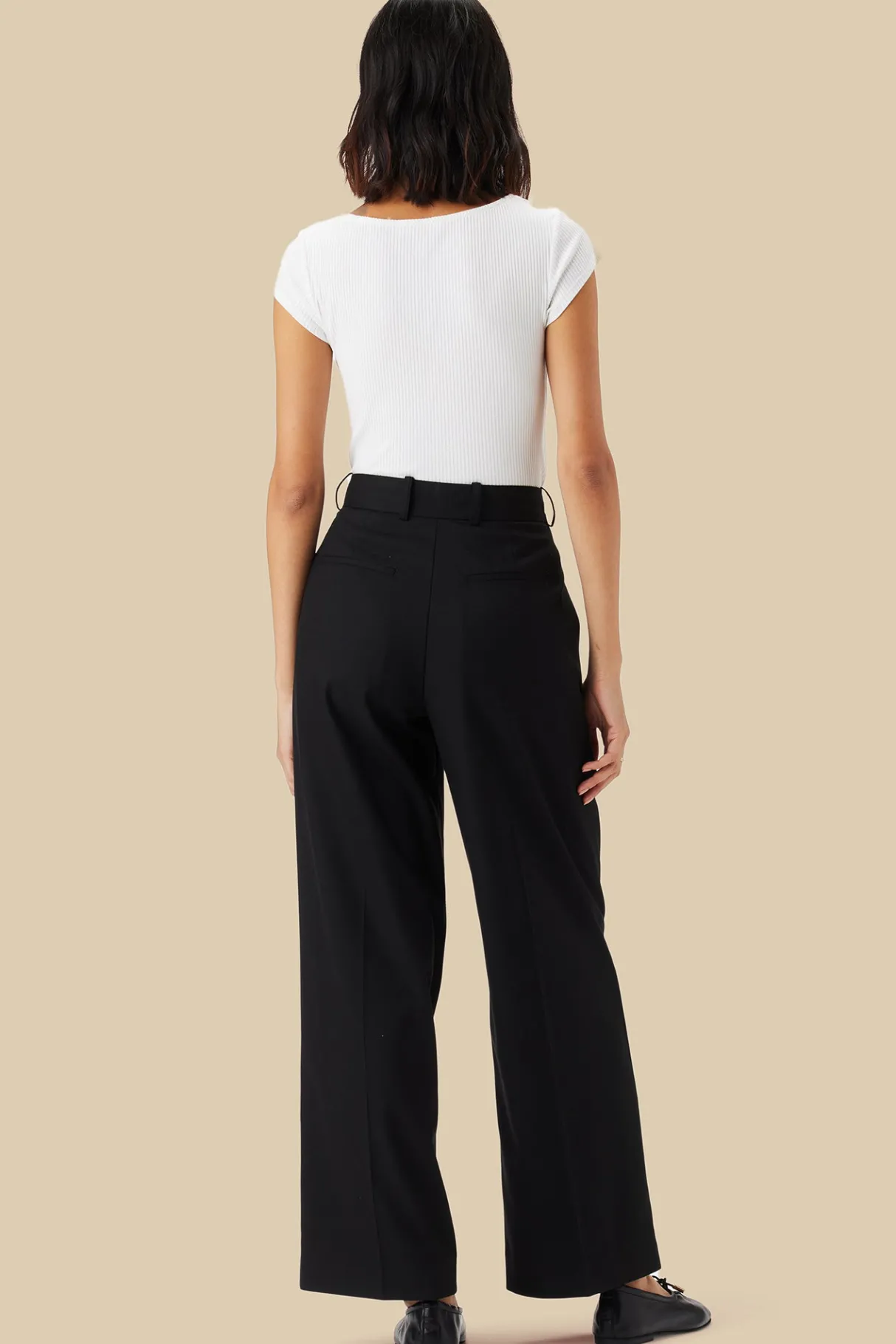 Amour Vert Pleated Wide Leg Trouser Black New