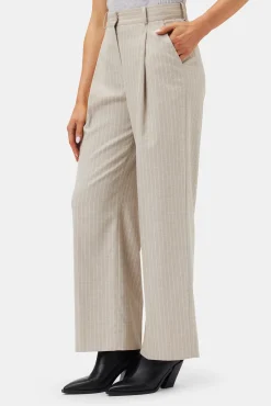 Amour Vert Pleated Wide Leg Trouser SanDiegoStripeNatural Clearance