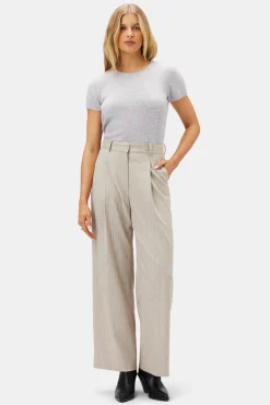 Amour Vert Pleated Wide Leg Trouser SanDiegoStripeNatural Clearance