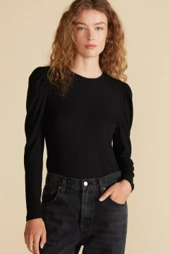 Amour Vert Reine Paris Rib Top Black Best