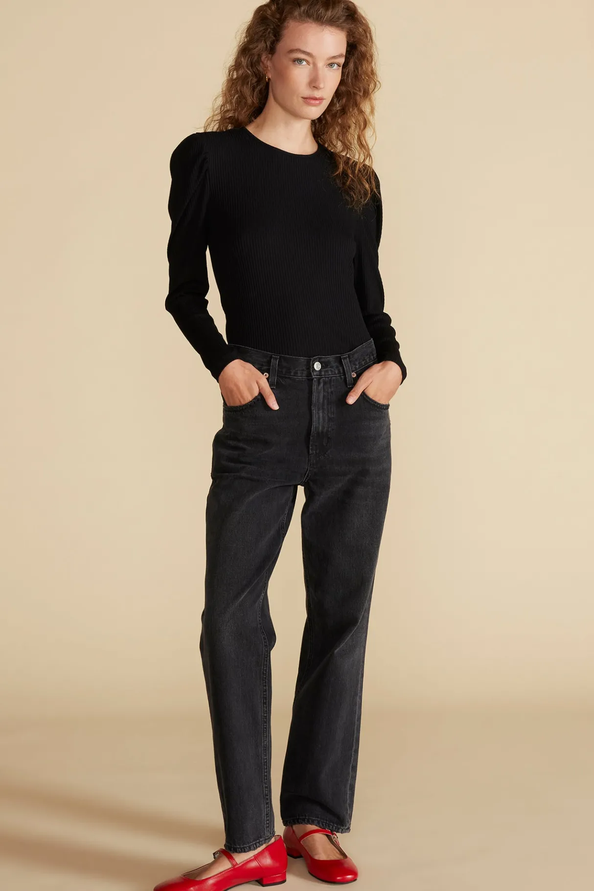 Amour Vert Reine Paris Rib Top Black Best