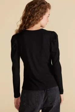 Amour Vert Reine Paris Rib Top Black Best