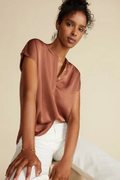 Amour Vert Ren Recycled Sateen Blouse Cafe Clearance