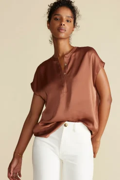 Amour Vert Ren Recycled Sateen Blouse Cafe Clearance