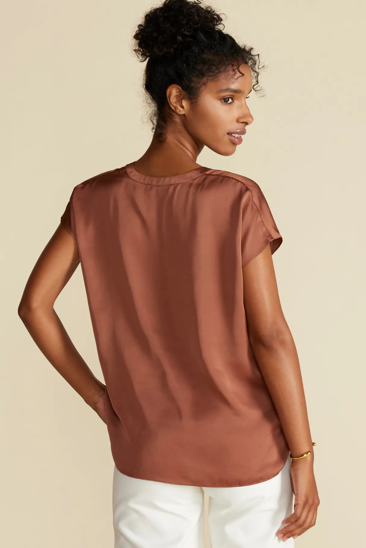 Amour Vert Ren Recycled Sateen Blouse Cafe Clearance