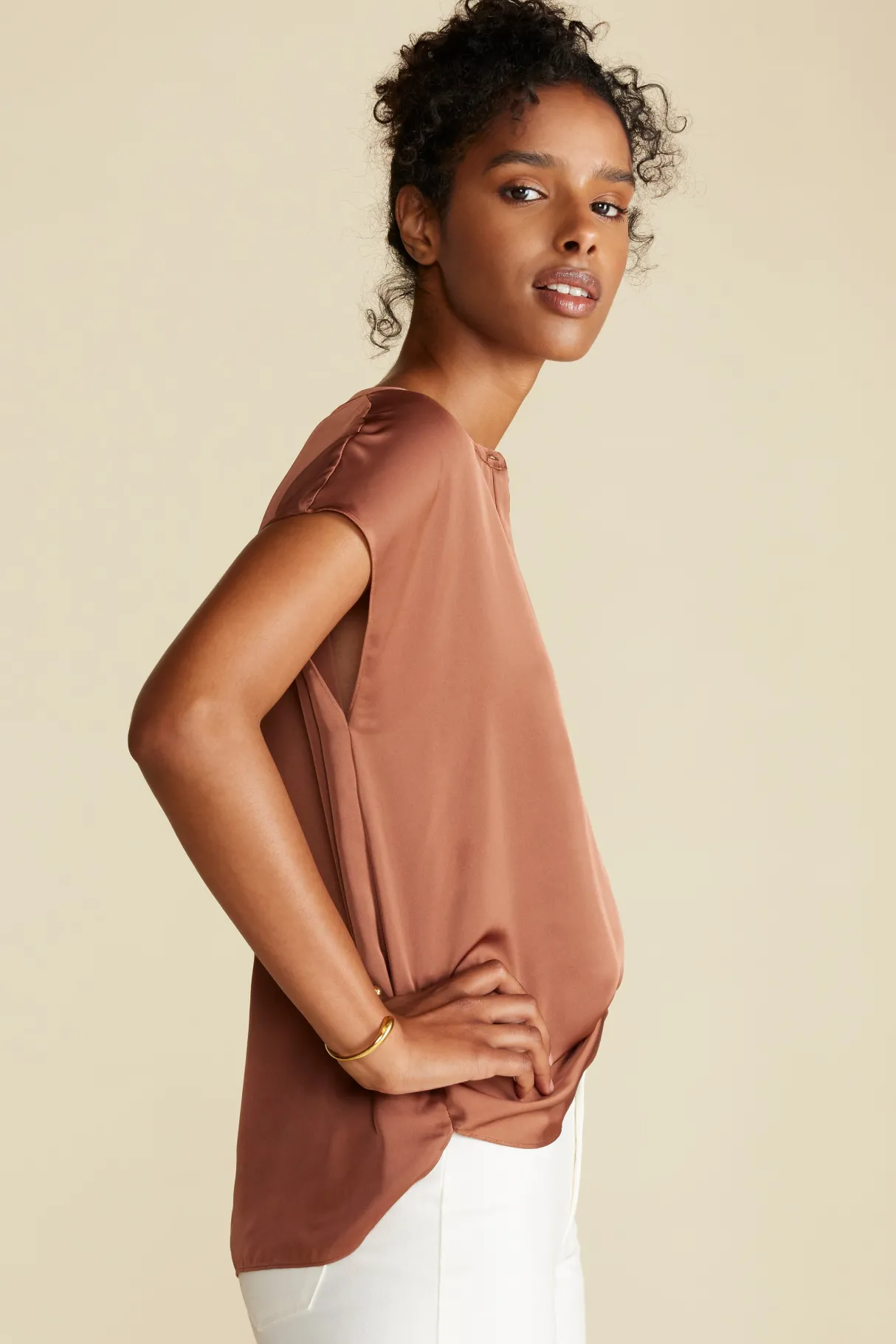 Amour Vert Ren Recycled Sateen Blouse Cafe Clearance