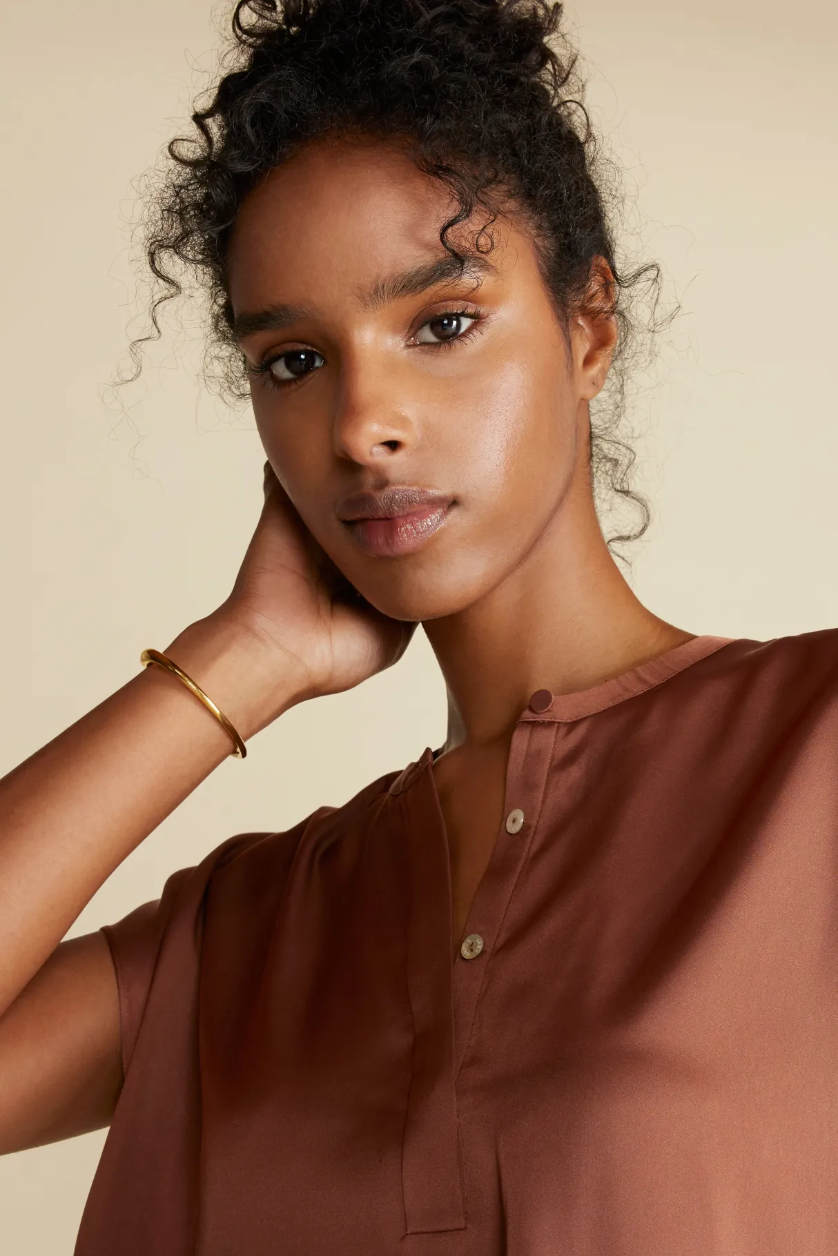 Amour Vert Ren Recycled Sateen Blouse Cafe Clearance