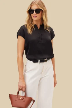 Amour Vert Ren Recycled Sateen Blouse Black Hot