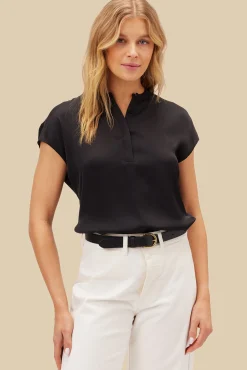 Amour Vert Ren Recycled Sateen Blouse Black Hot