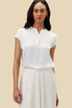 Amour Vert Ren Recycled Sateen Blouse Ivory Fashion
